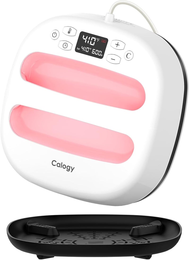 Calogy Heat Press Machine for T-Shirts 10"X10", Portable Heat Press Fast Up to 410℉(210 ºC), Precise Temp Control, 15 Mins Auto Off for Bag, Pillows, Sublimation Vinly Transfer(White Pink, 10 x 10 In) - Image 1